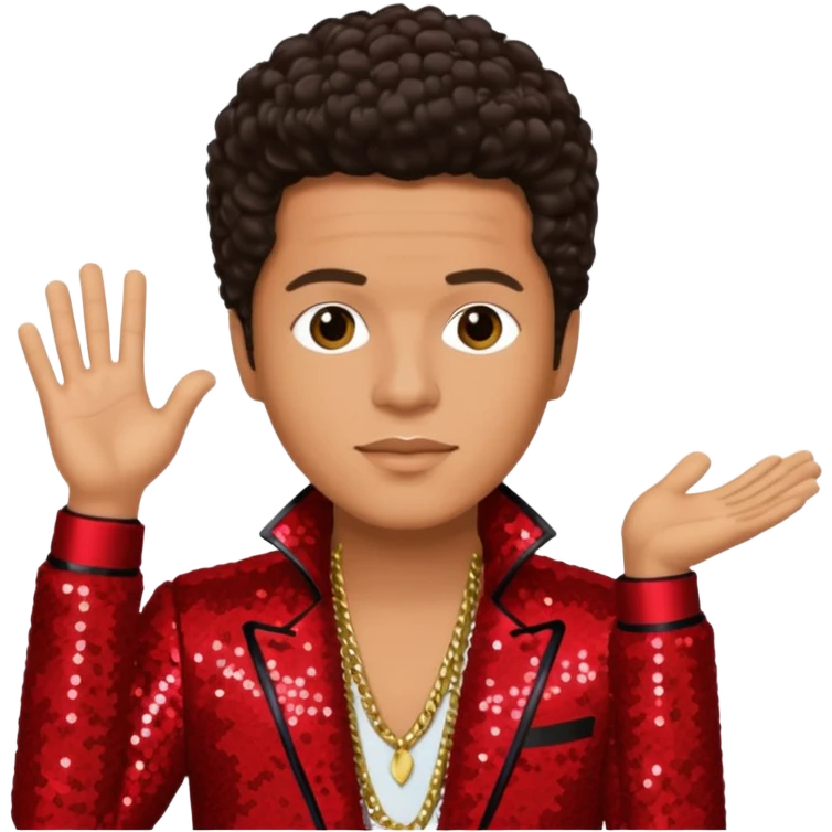 Bruno Mars with Light Tan Skin, Dark Brown Hair, Red Sequin Outfit emoji