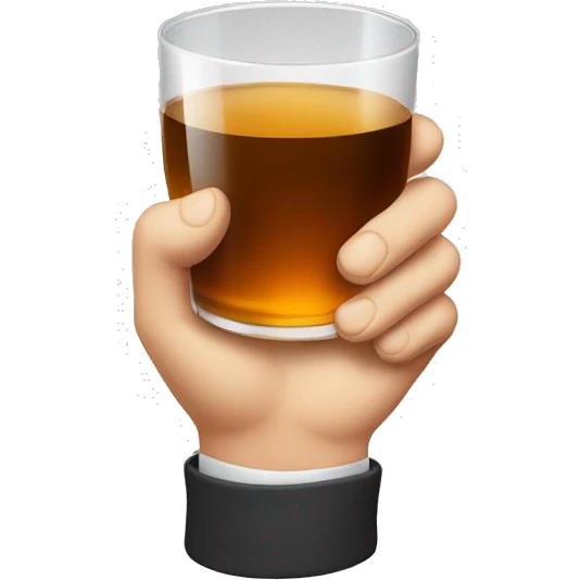 white hand holding tumbler glass of whiskey emoji