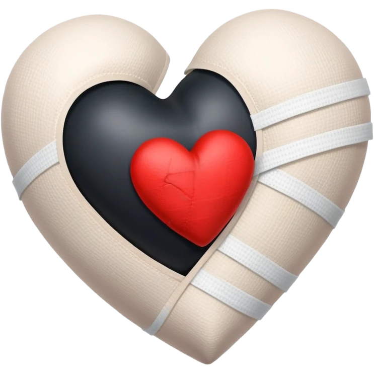 Black heart visibly fading slightly into a red hear with bandages emoji