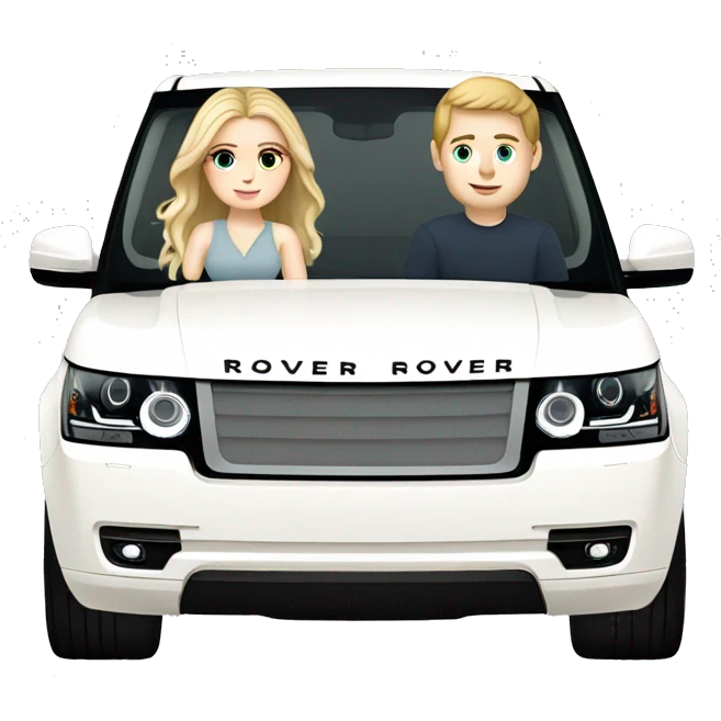 white girl and white boy sitting in white range rover emoji