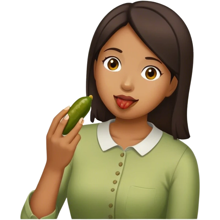 Filipino female eating a pickle emoji