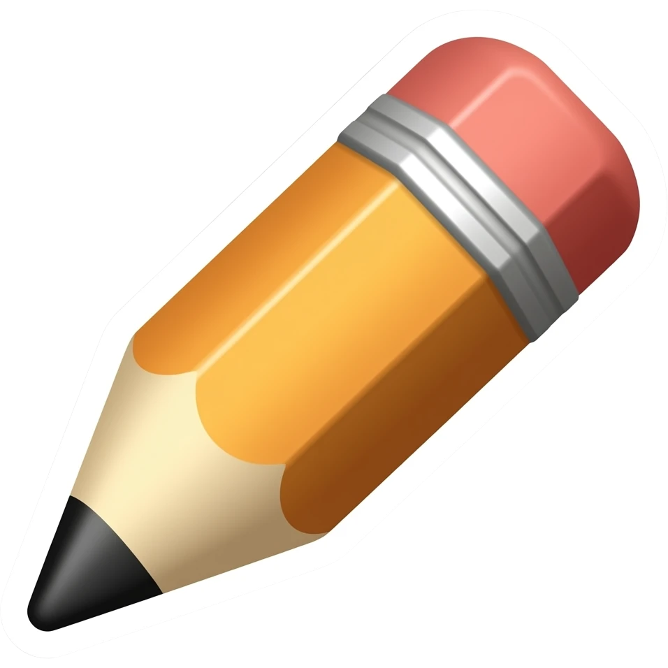 Simple and minimalistic sticker of a pencil tip, white outline, smooth gradients or solid colours emoji