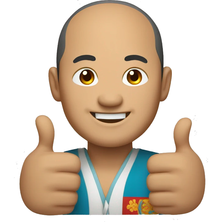 Smiling Mongolian man showing thumbs up  emoji