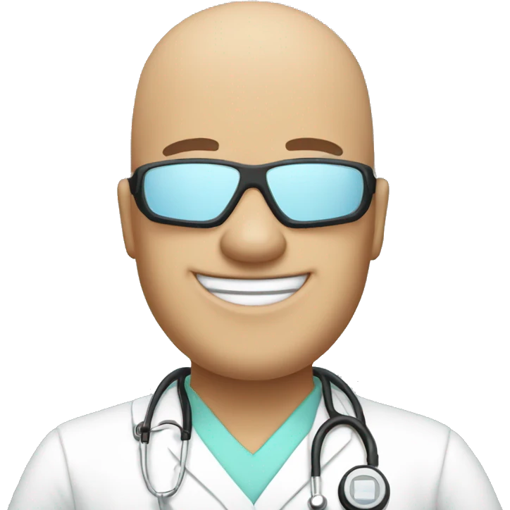 Bald male Nurse wearing face mask and goggles  giving thumbs up emoji