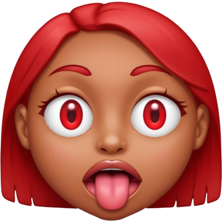 ohm red shiny eyes tongue out emoji