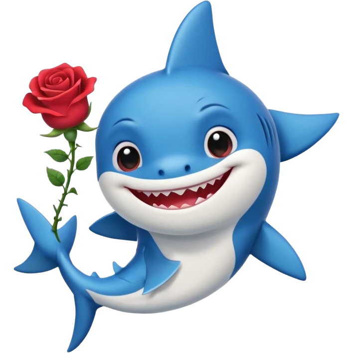 Baby shark with a rose tattoo emoji