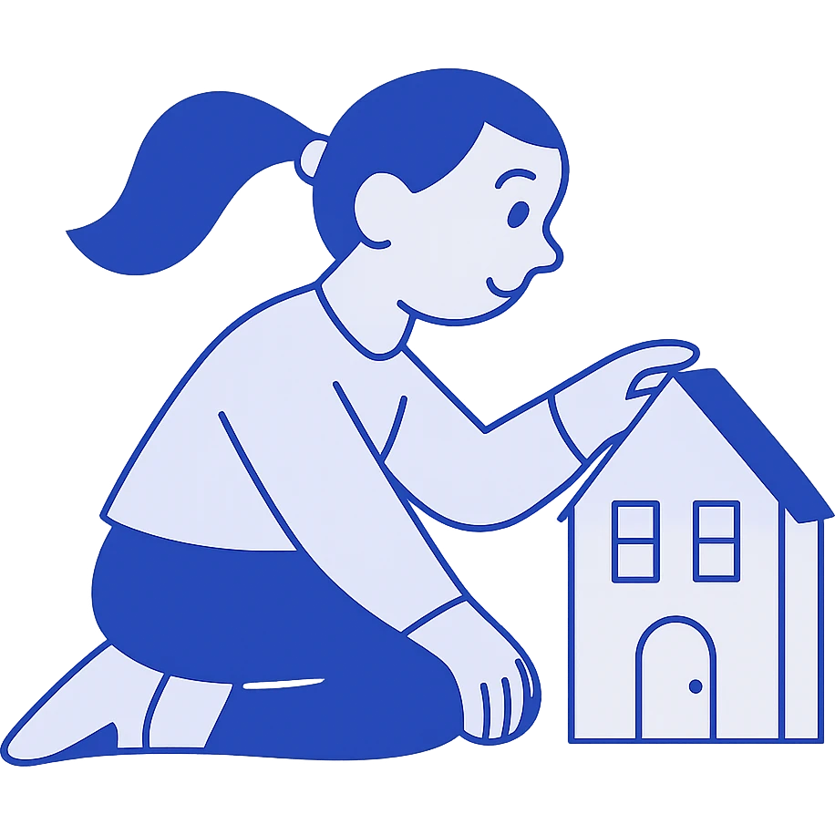 girl playing with doll house emoji