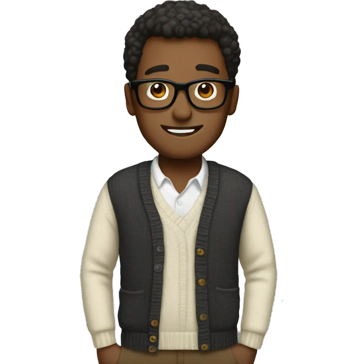 Cute man with glasses on in cardigan emoji