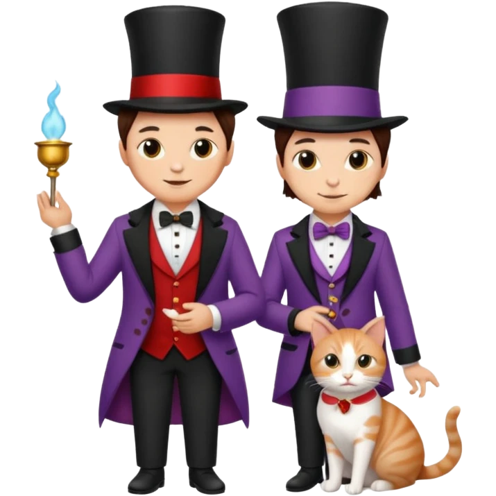 magician couple and their pet cat emoji