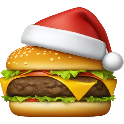 A cheeseburger with a Santa hat emoji