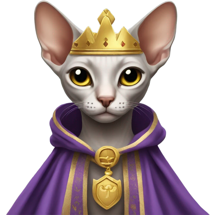 Sphinx cat with kings crown and robe emoji