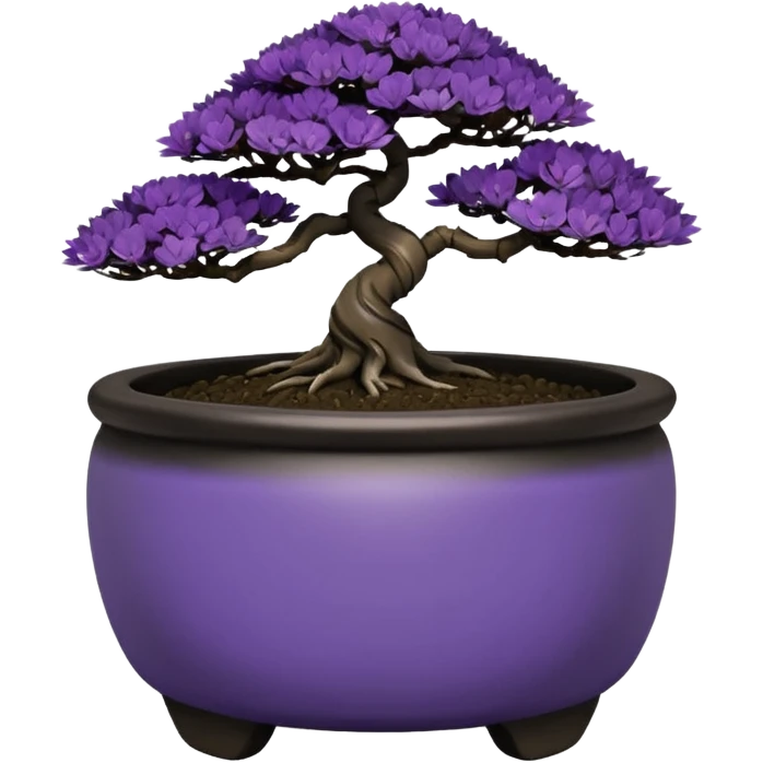  Earthenware small short squat black-purple tiny bonsai  emoji