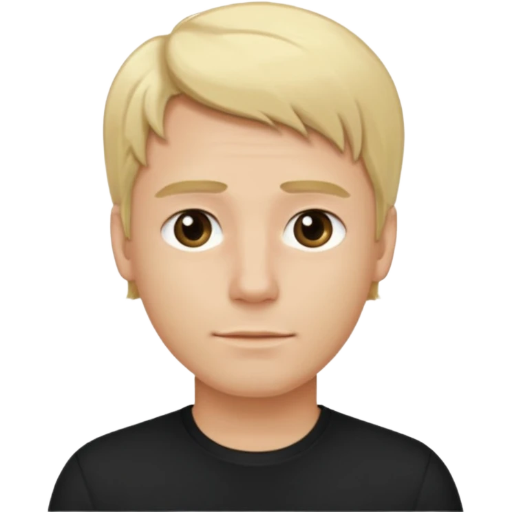 Create a standing man with blond hair and a black shirt, in iOS 18 style.” emoji