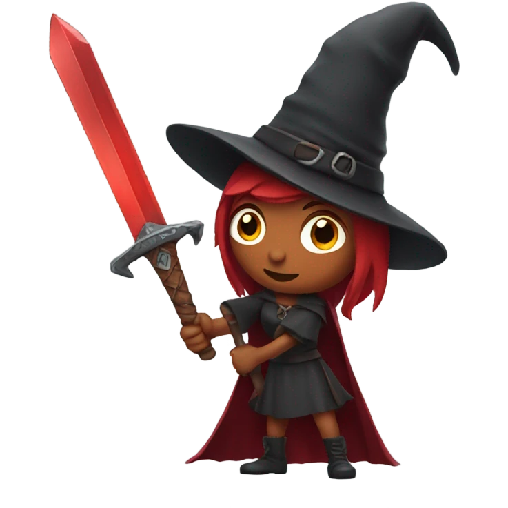Red witch holding a sword emoji