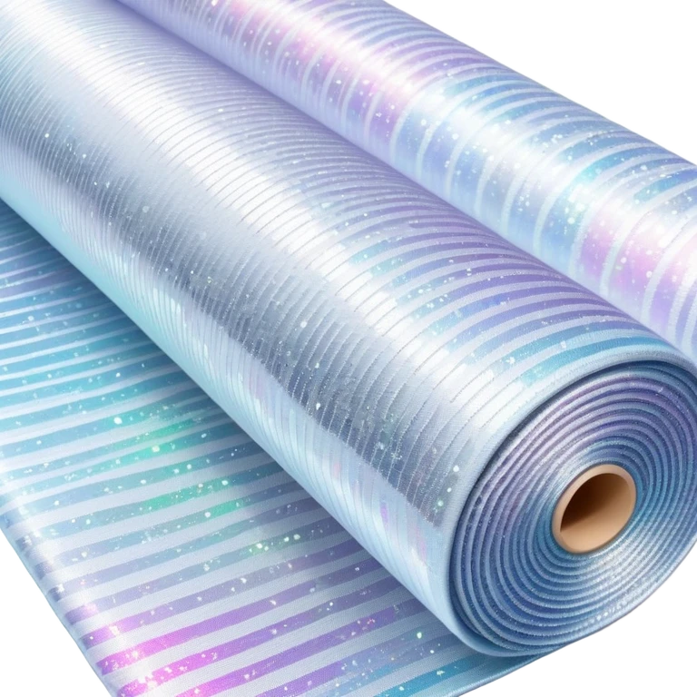 roll of fabric with sparkles and digital pattern, smart fabric, high-tech textile roll emoji