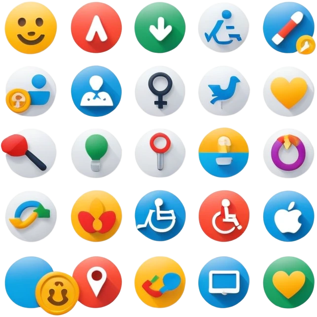 design4all, inclusive design concept with accessibility symbols emoji