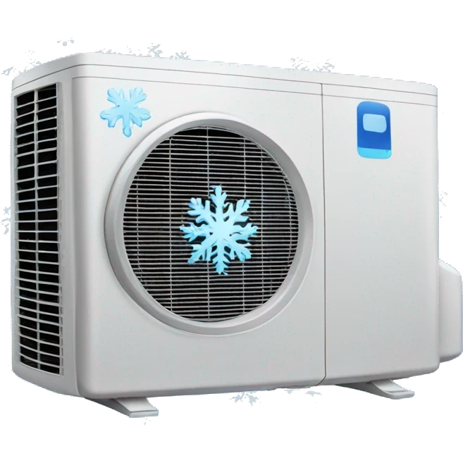 Air conditioner. Snowflakes comes out of it. Blue and cold. emoji