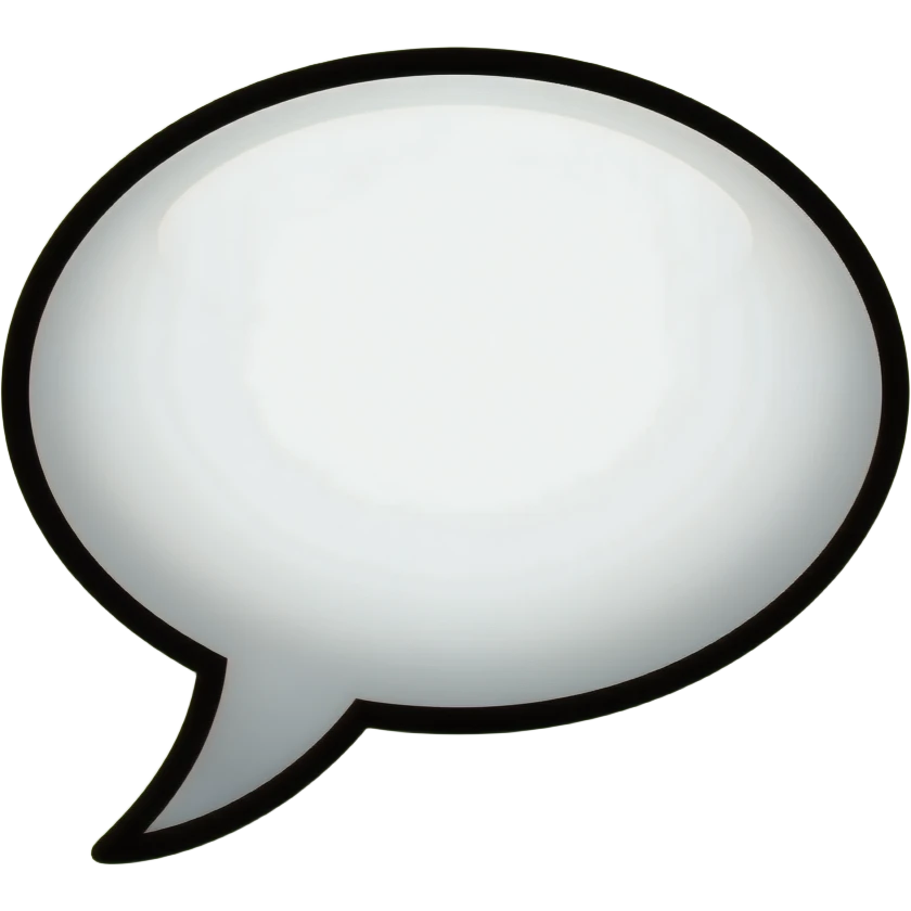 Flat vector illustration of a clean speech bubble, white fill with thick black outline, rounded edges, minimalist style, isolated on solid lime green background, high contrast, 2D game asset, sticker style --no shadows, gradients. emoji