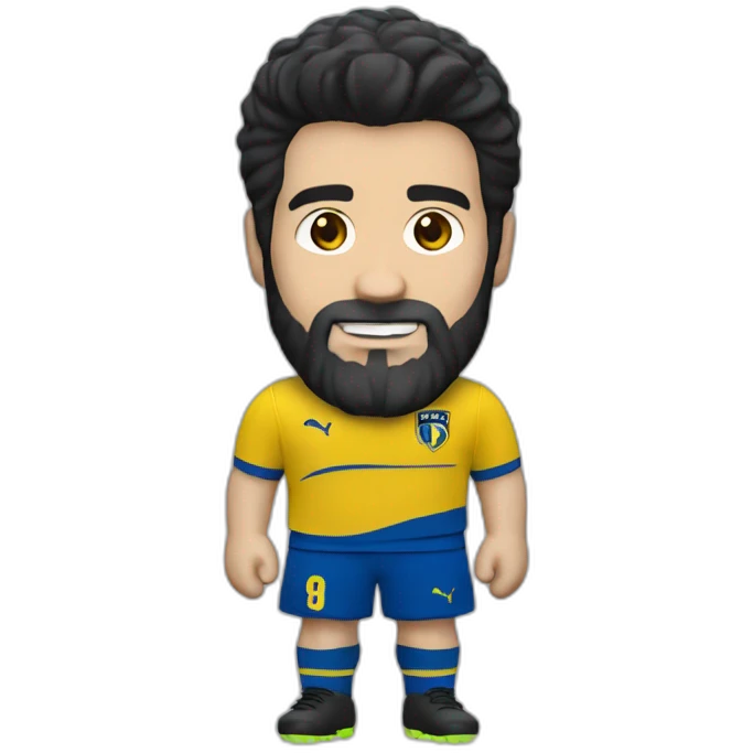 Caucassian black hair and beard. Boca juniors jersey emoji