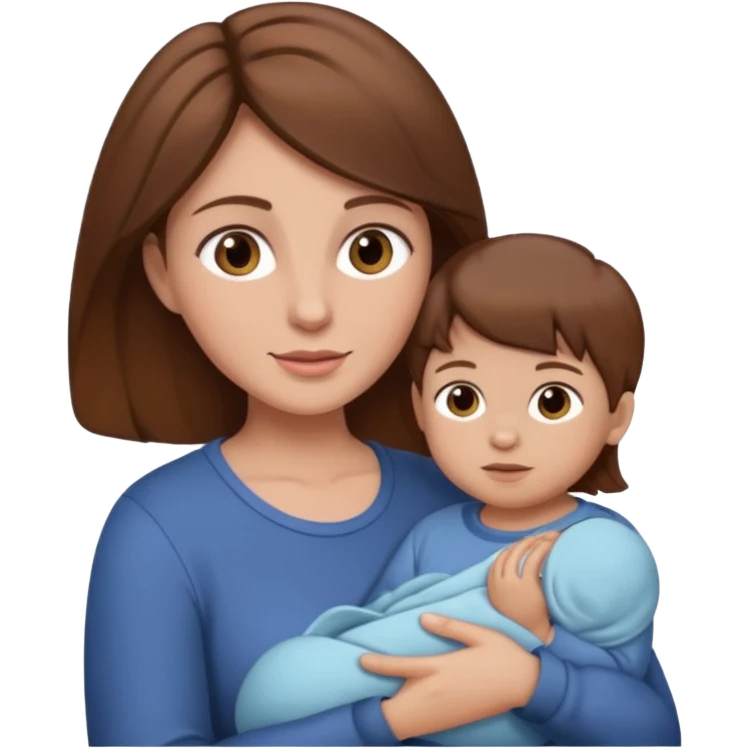 Mother holding infant brown hair fair skin emoji