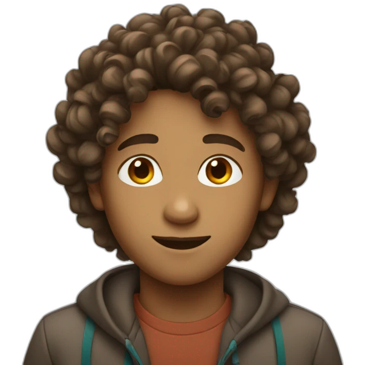 Broun boy with curly hair  emoji