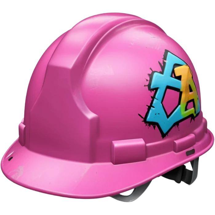 pink hard hat with graffity emoji