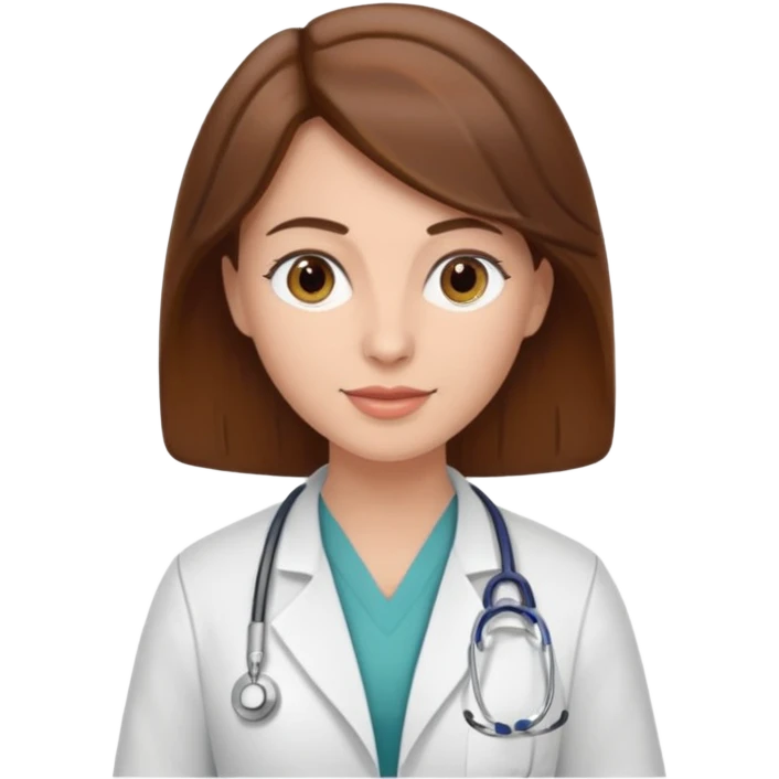 brown hair caucasian female physician emoji