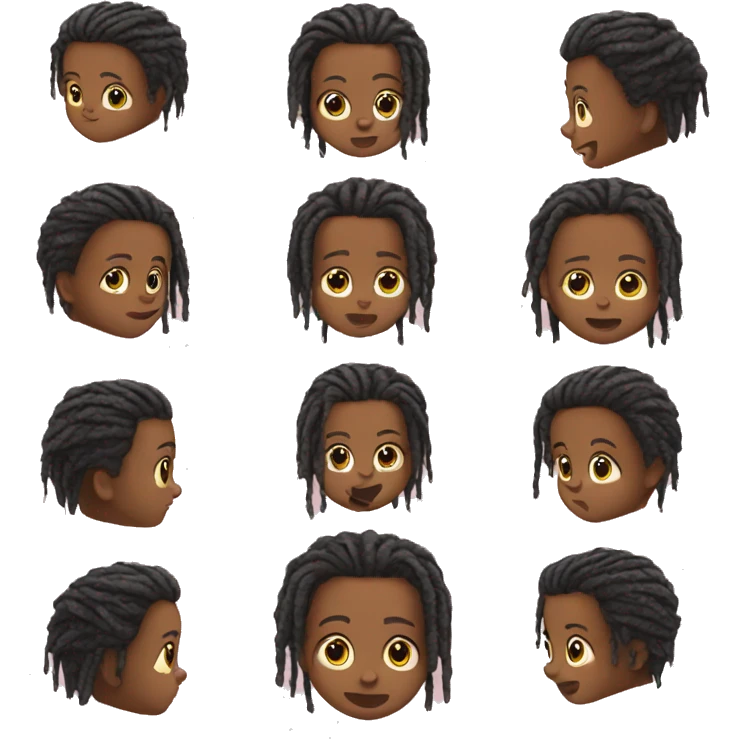Baby head emoji with short dreads emoji