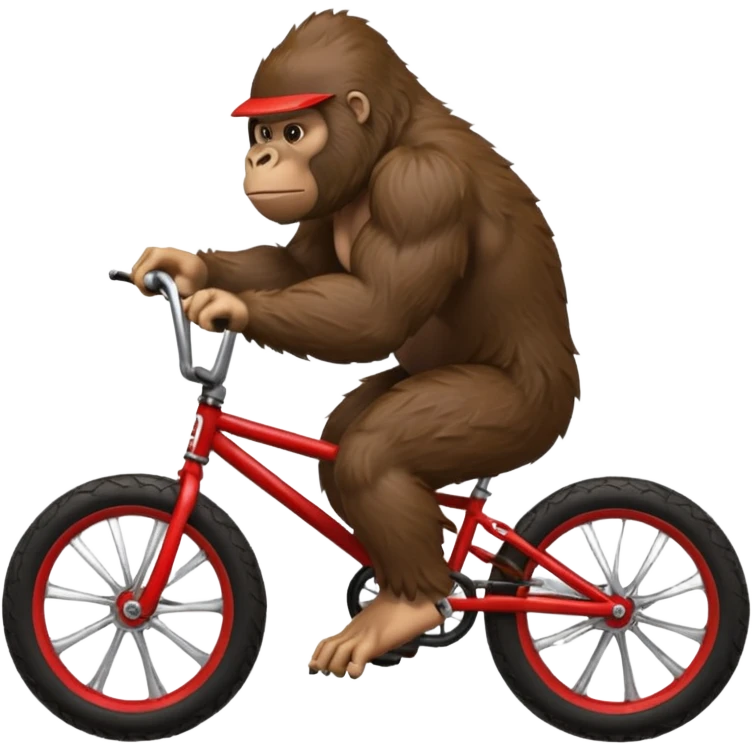 Gorilla wheeling a red BMX bike emoji