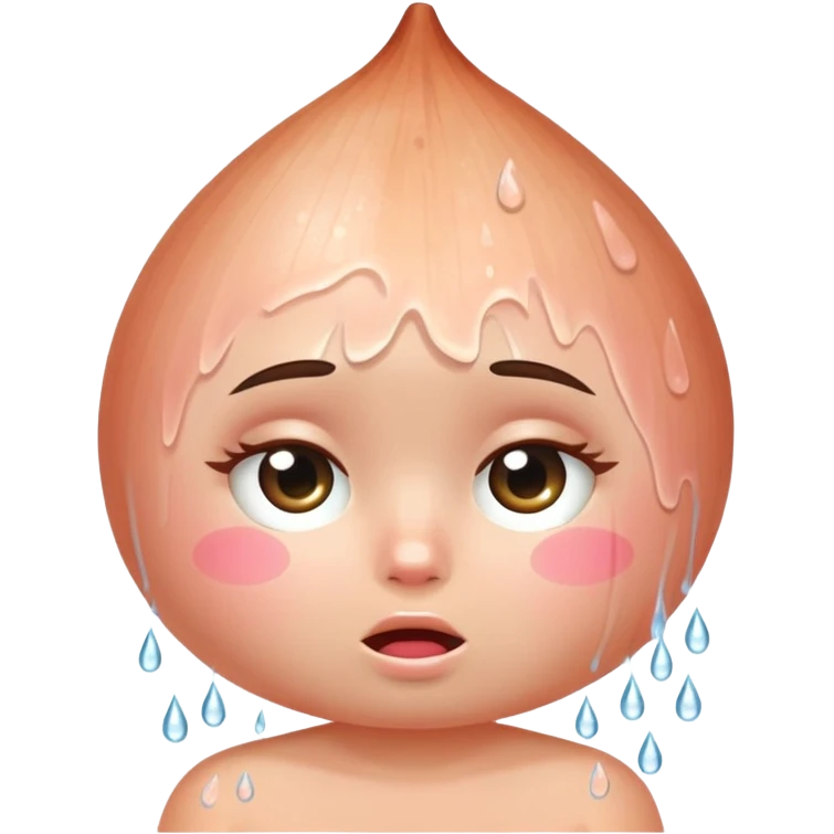 blushing onion taking a shower, pink cheeks, embarrassed, water droplets emoji
