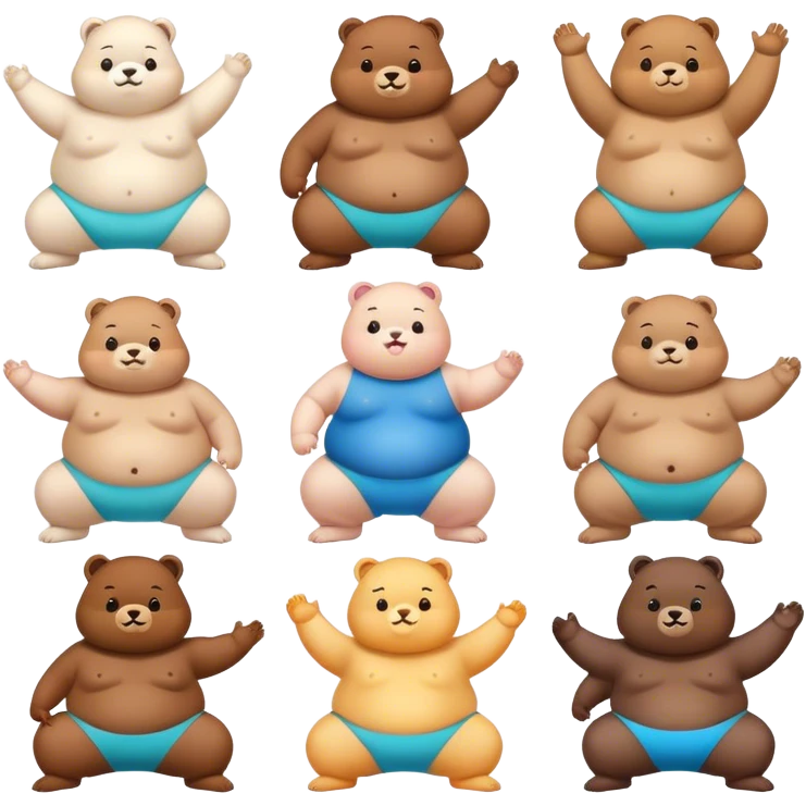 cute chubby animals working out emoji