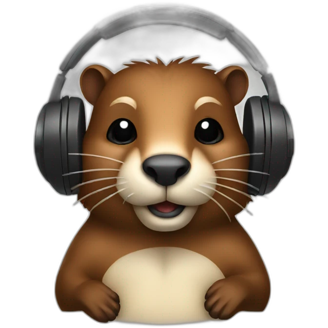 beaver with headphones emoji