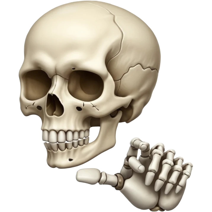 Skull emoji pointing with hand to the right at something emoji