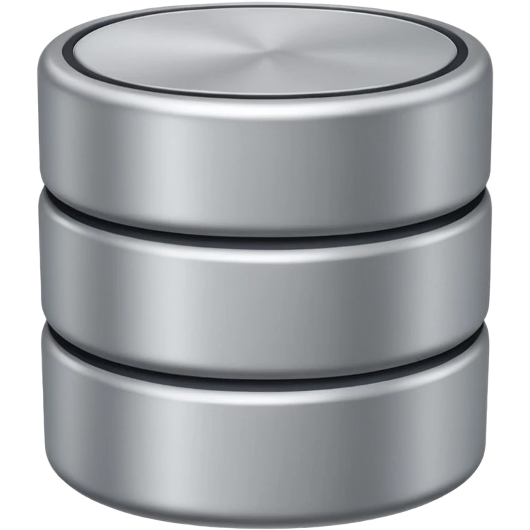 database emoji, cylindrical database, silver, simple highlights, apple style emoji
