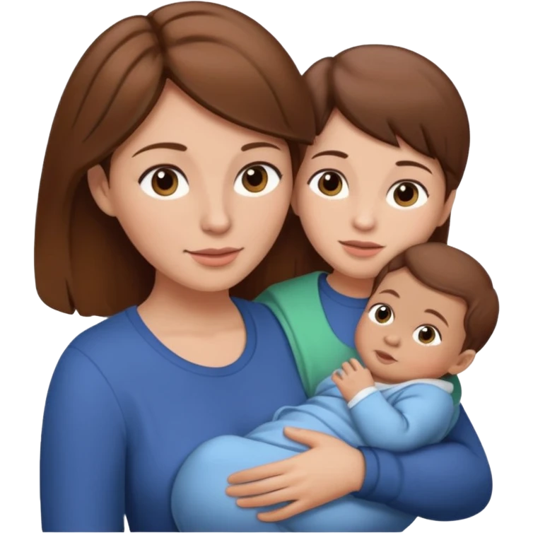 Mother holding infant brown hair fair skin emoji