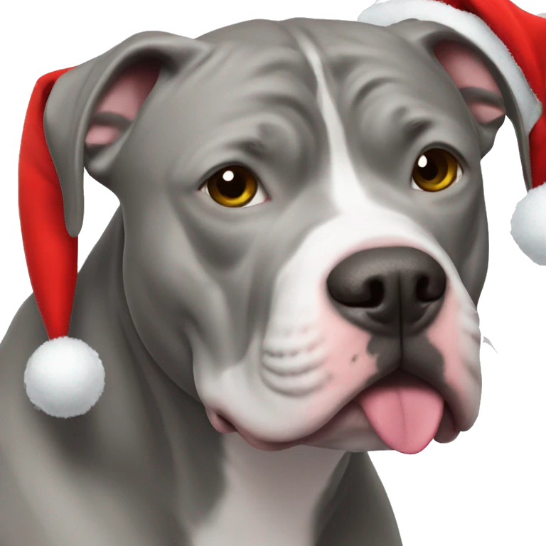 Fully Grey Pitbull with Santa emoji