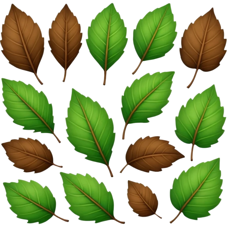 brown and green leaf several emoji