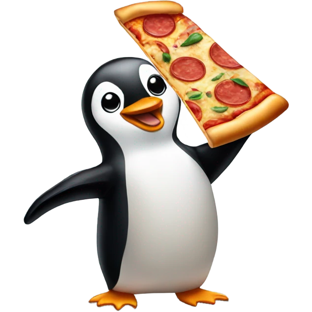 penguin with pizza emoji