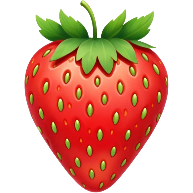 A vibrant, red strawberry basking in the summer sun, with a glossy sheen emoji