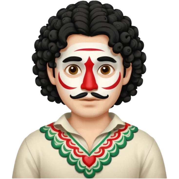 painted face mexican theme, curly hair, male, white emoji