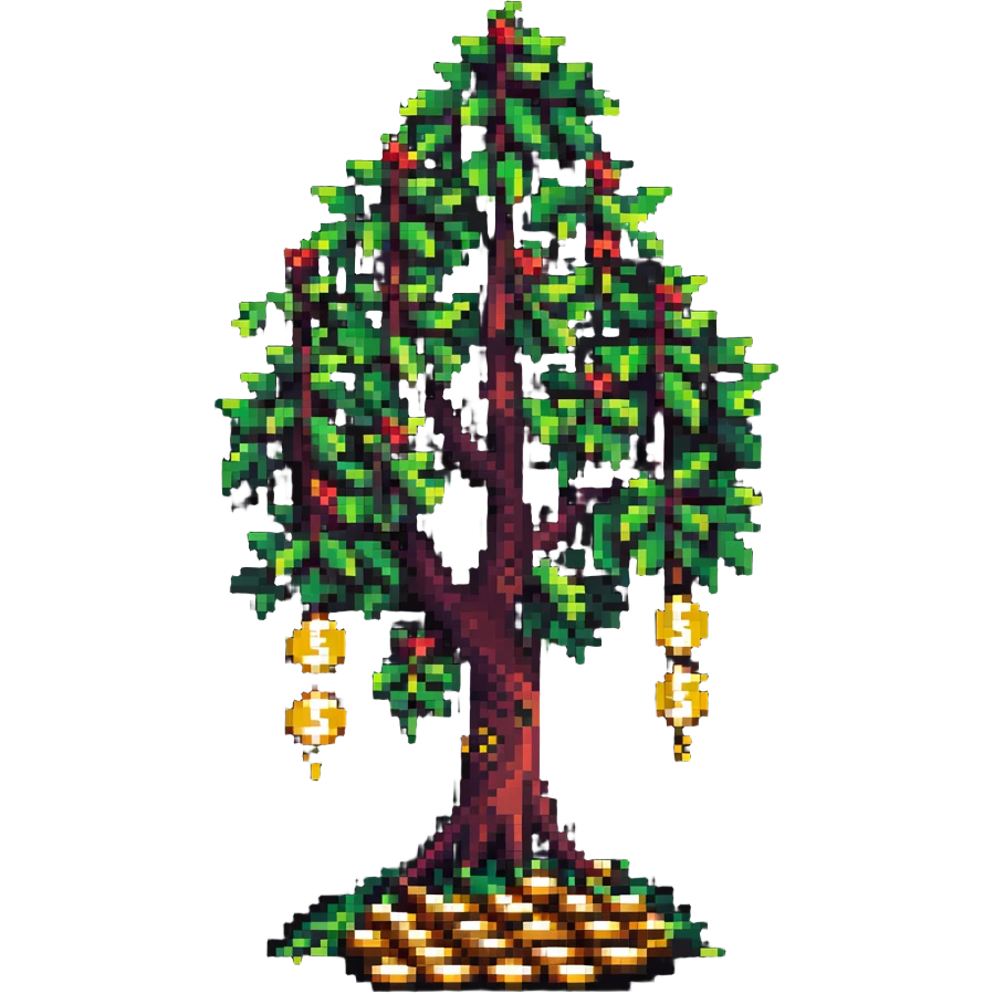 Money growing tree with coins emoji