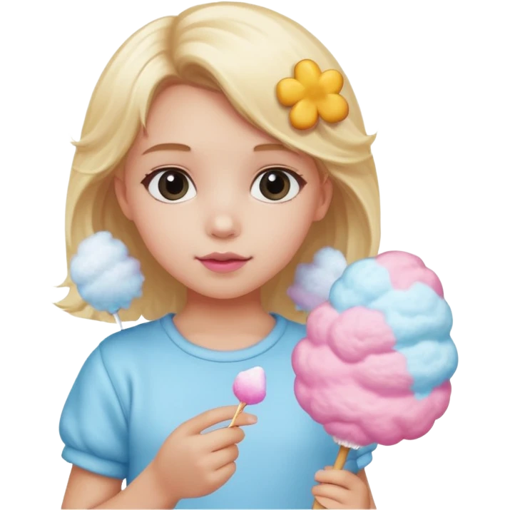 cotton candy holding blonde girl kid emoji