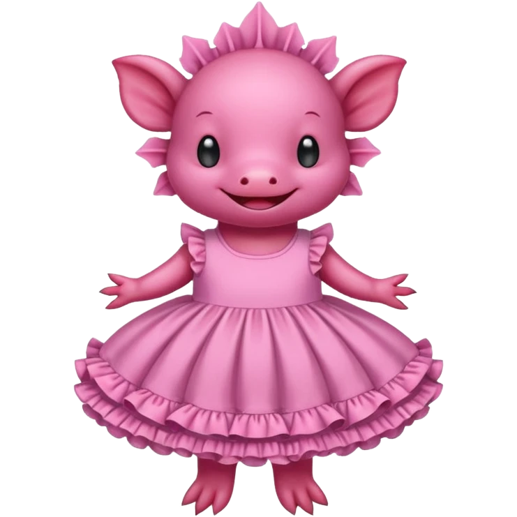 An axolotl wearing a dress emoji
