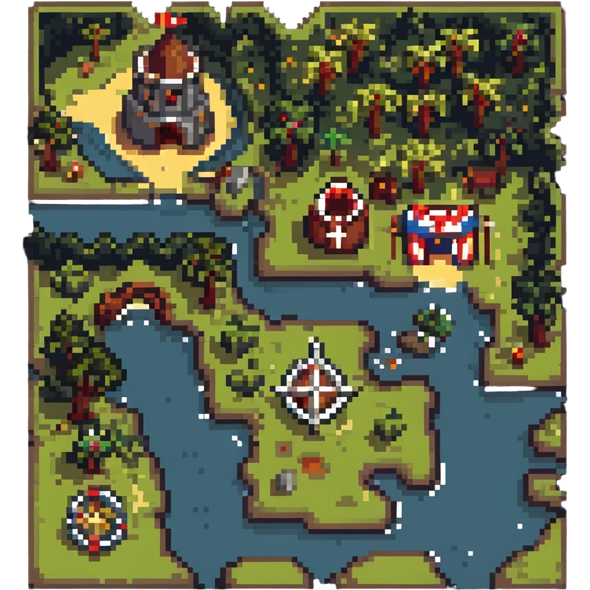 Medieval quest map with X marks the spot emoji