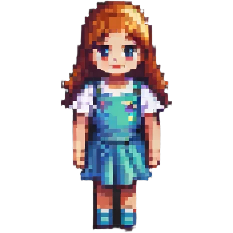 A little girl, retro and blocky emoji