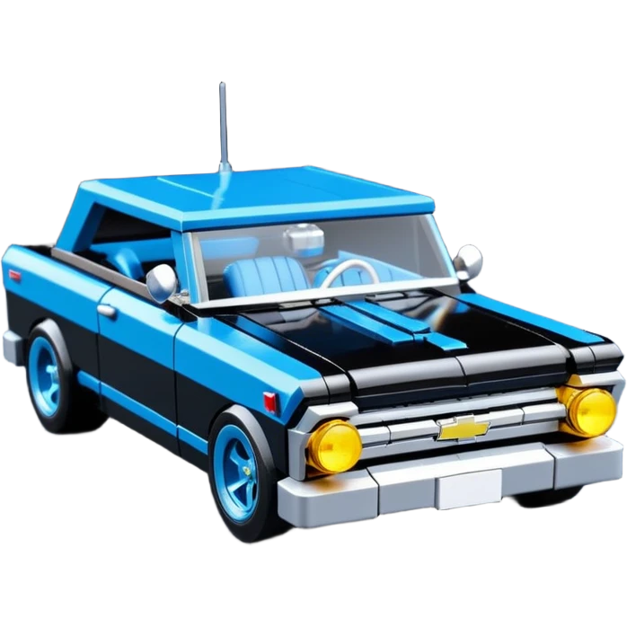 Catwoman’s futuristic black metallic 1965 Chevy Nova SS street rat rod Lego retro modded emoji
