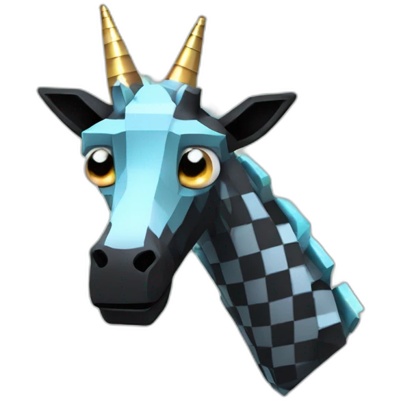 Minecraft Black Jiraffe Head With Diamond Unicorn Horn and Lazer Eyes emoji