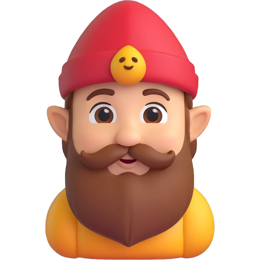 3D emoji style dwarf with a bashful expression, inspired by Snow White's seven dwarfs emoji