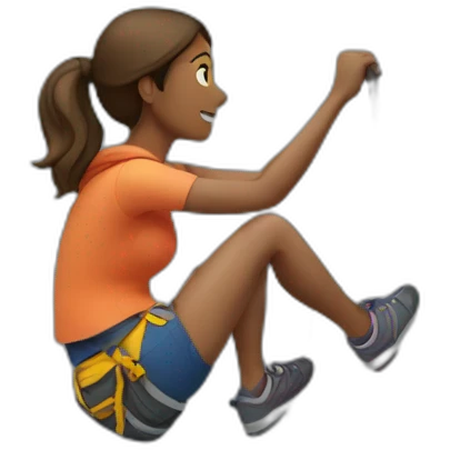 Woman climbing mountain emoji