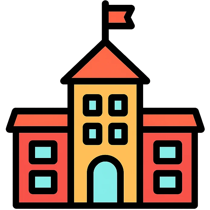 school building, classic style, simple color icon emoji